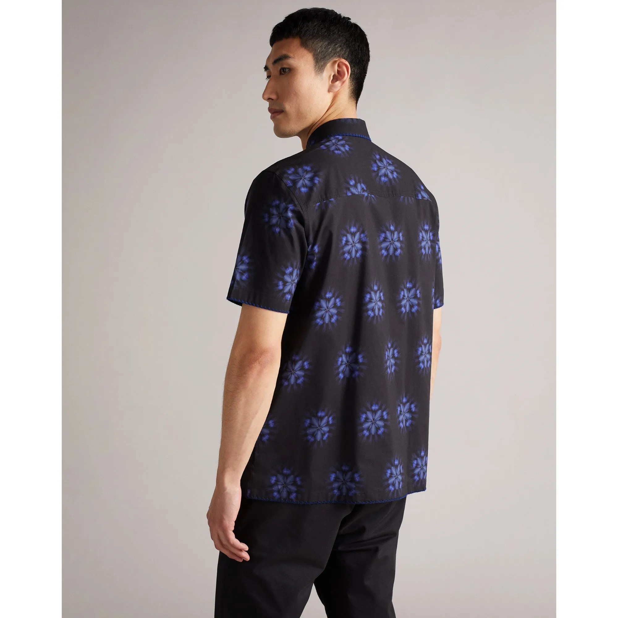 Men Mma-Paden-Ss Floral Printed Shirt - Black