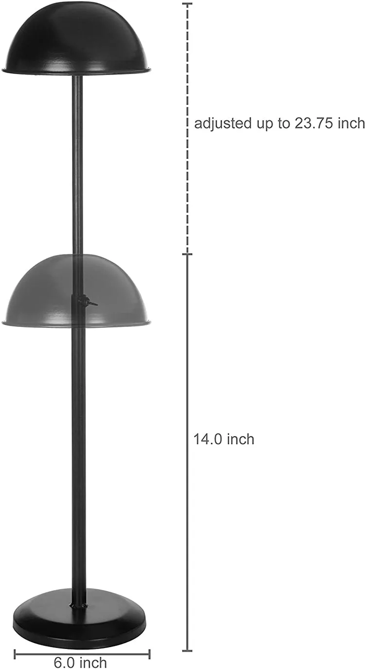 Metal Dome-Shaped Adjustable Height Hat Stands, Set of 2