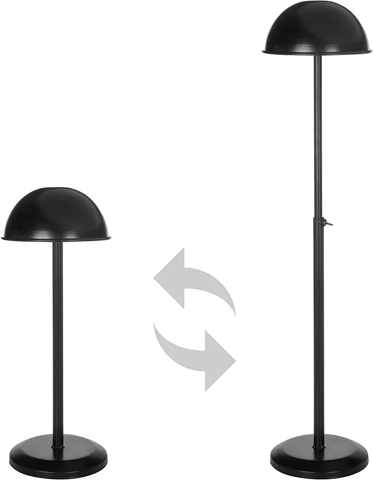 Metal Dome-Shaped Adjustable Height Hat Stands, Set of 2