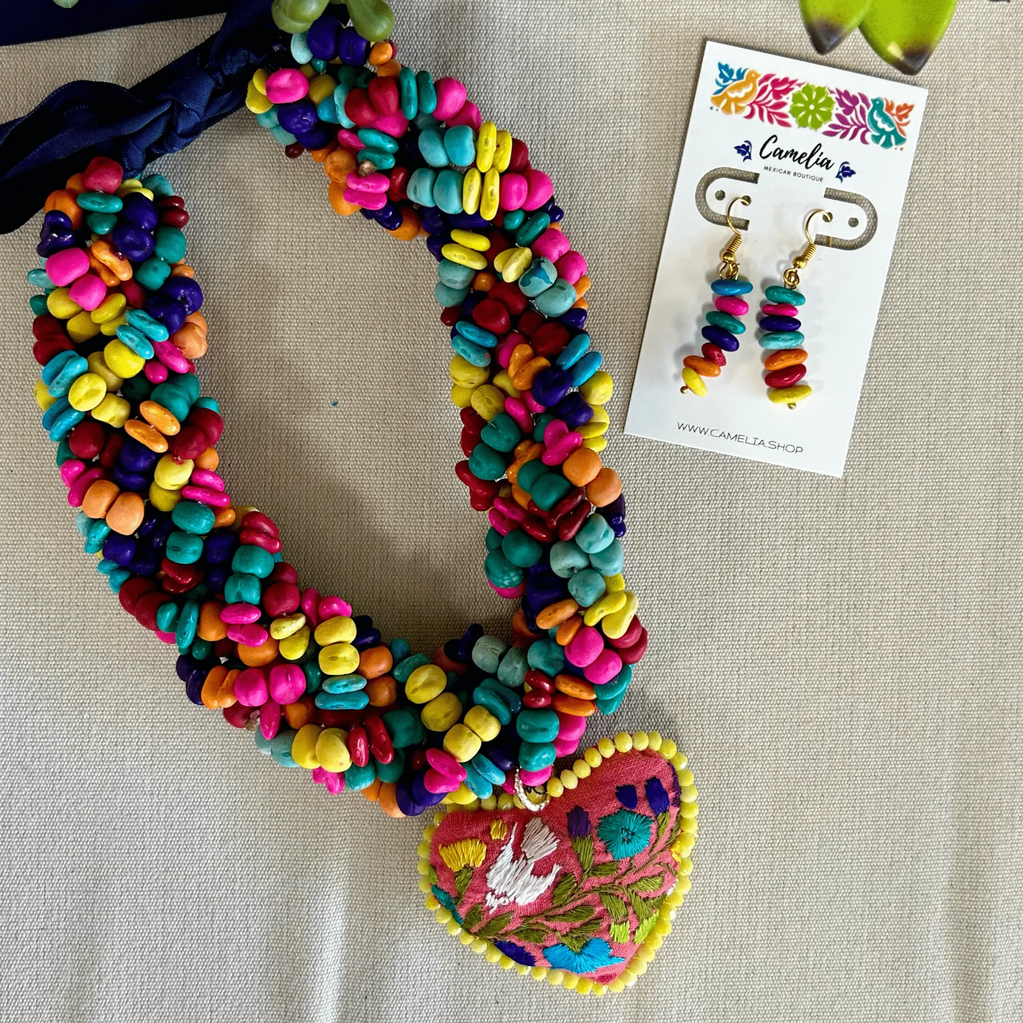 Mexican Seed Necklace San Antonino Heart