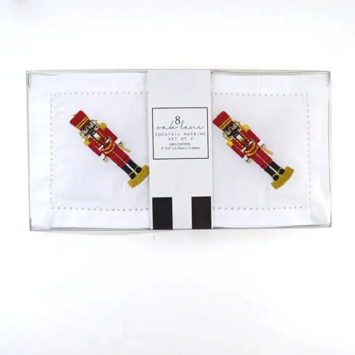 Nutcracker Embroidered Cocktail Napkin Set