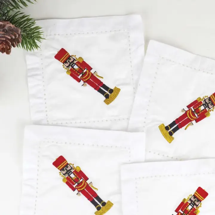 Nutcracker Embroidered Cocktail Napkin Set