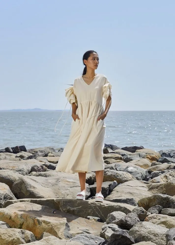 Off-White Ruffle Sleeve Dress