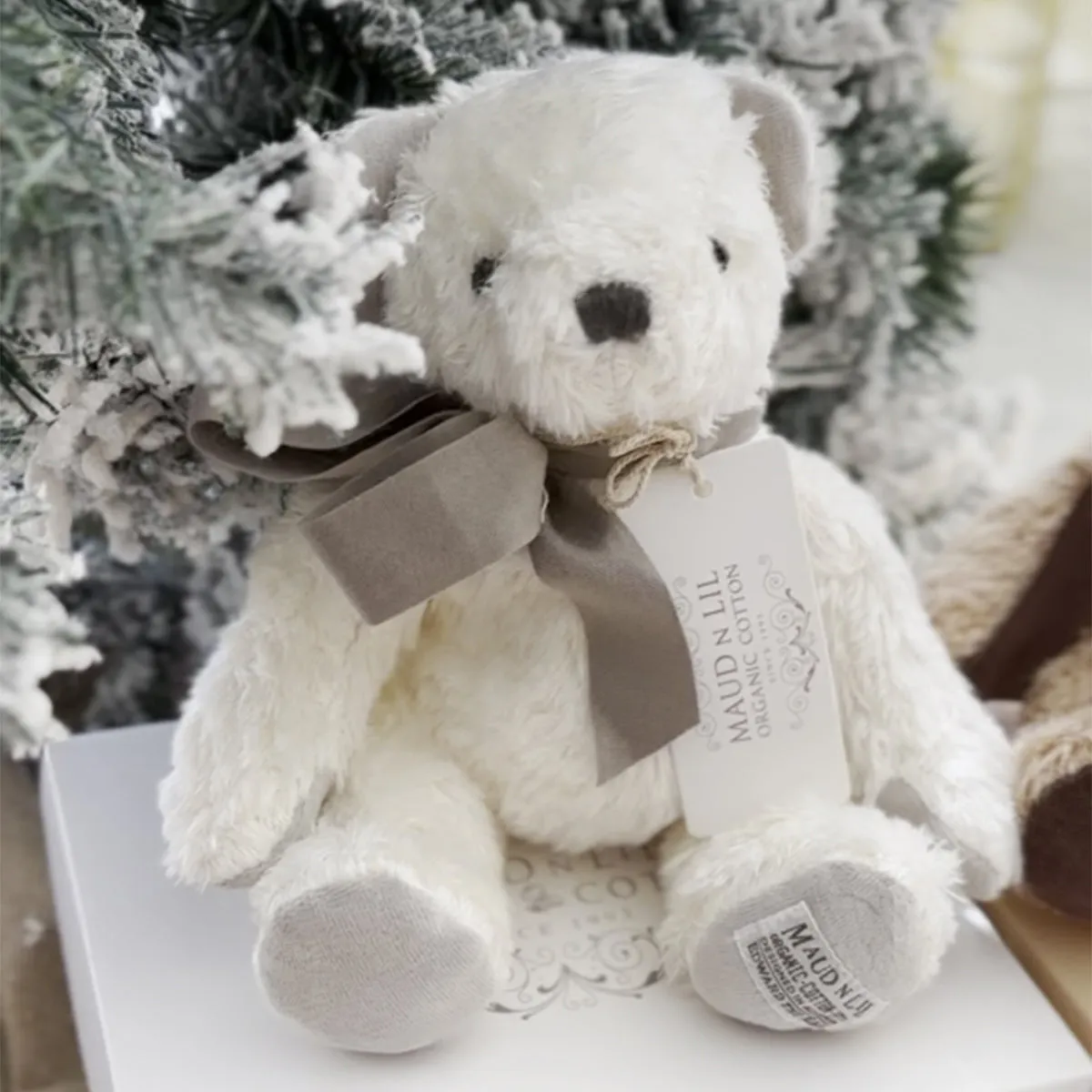Organic Teddy Bear Fluffy Soft Toy - Gift Boxed - White  ***SOLD OUT PRE-ORDER FOR END JANUARY 2025 DELIVERY***