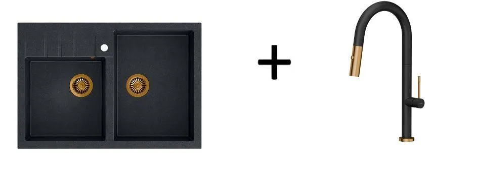Quadron Felicity kitchen pull down spray tap, Mix & Match Matte Black/Copper