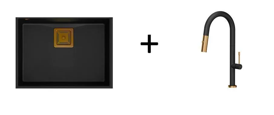 Quadron Felicity kitchen pull down spray tap, Mix & Match Matte Black/Copper