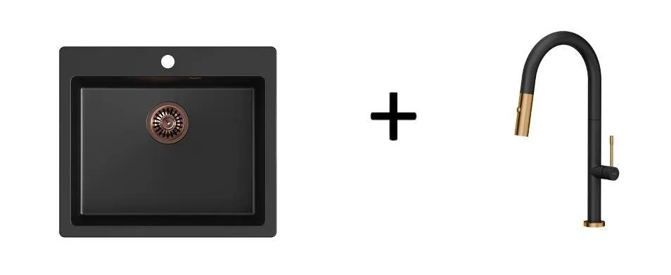 Quadron Felicity kitchen pull down spray tap, Mix & Match Matte Black/Copper