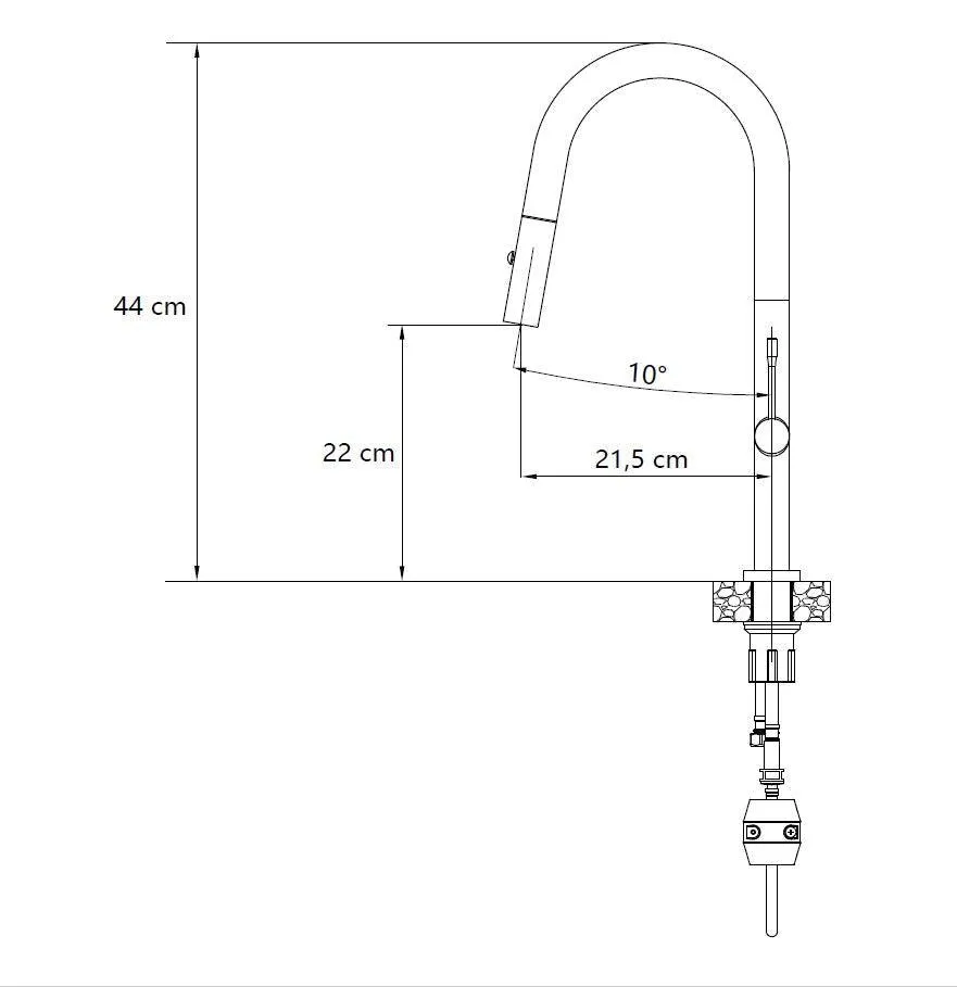 Quadron Felicity kitchen pull down spray tap, Mix & Match Matte Black/Copper