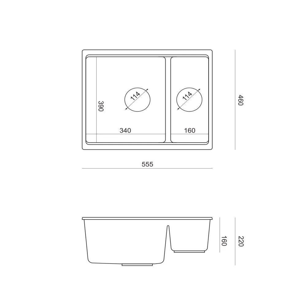 Quadron Logan 151 Black, topmount or undermount sink