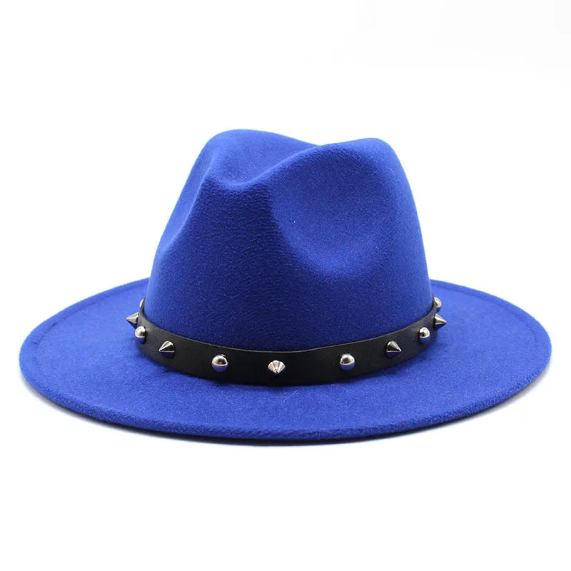 Rock'n'Roll Elegant Hat With Rivet Ribbon / Wool Fedora With Punk Rivets / Grunge Outfits