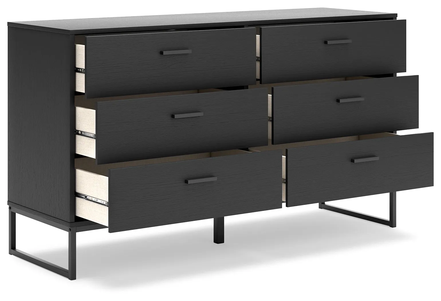 Socalle Twin Panel Platform Bed with Dresser and Chest in Black