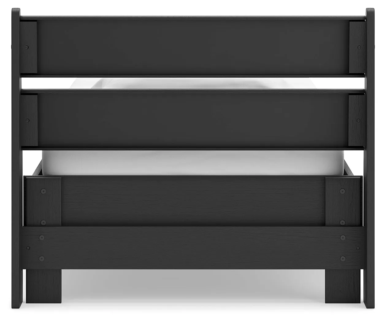Socalle Twin Panel Platform Bed with Dresser and Chest in Black