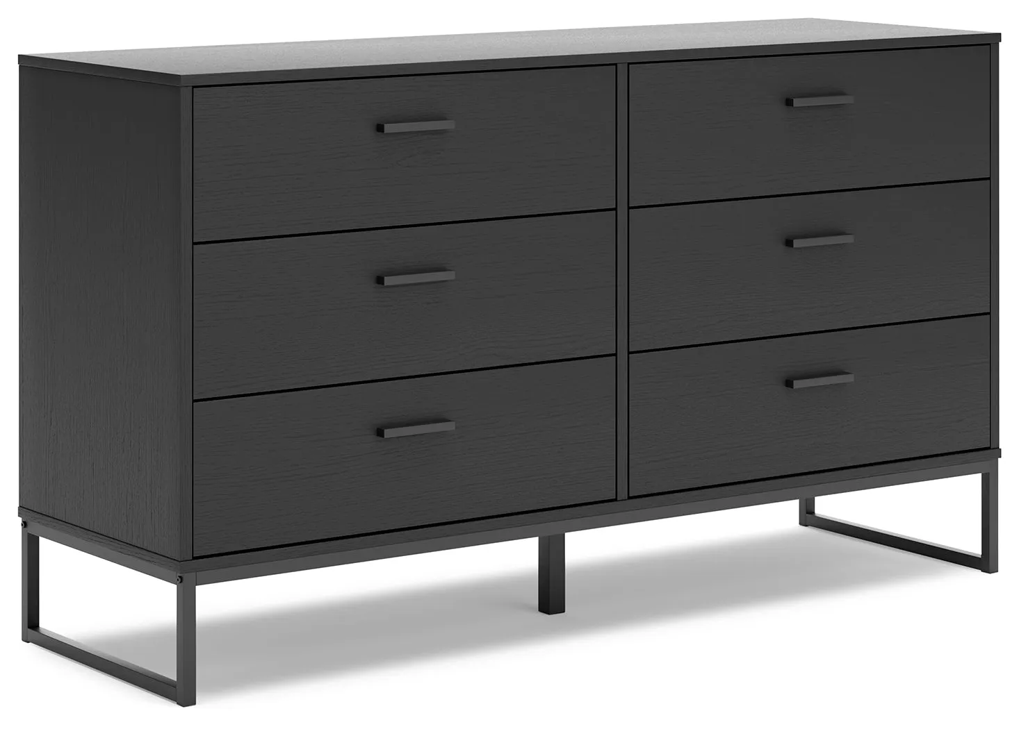 Socalle Twin Panel Platform Bed with Dresser and Chest in Black