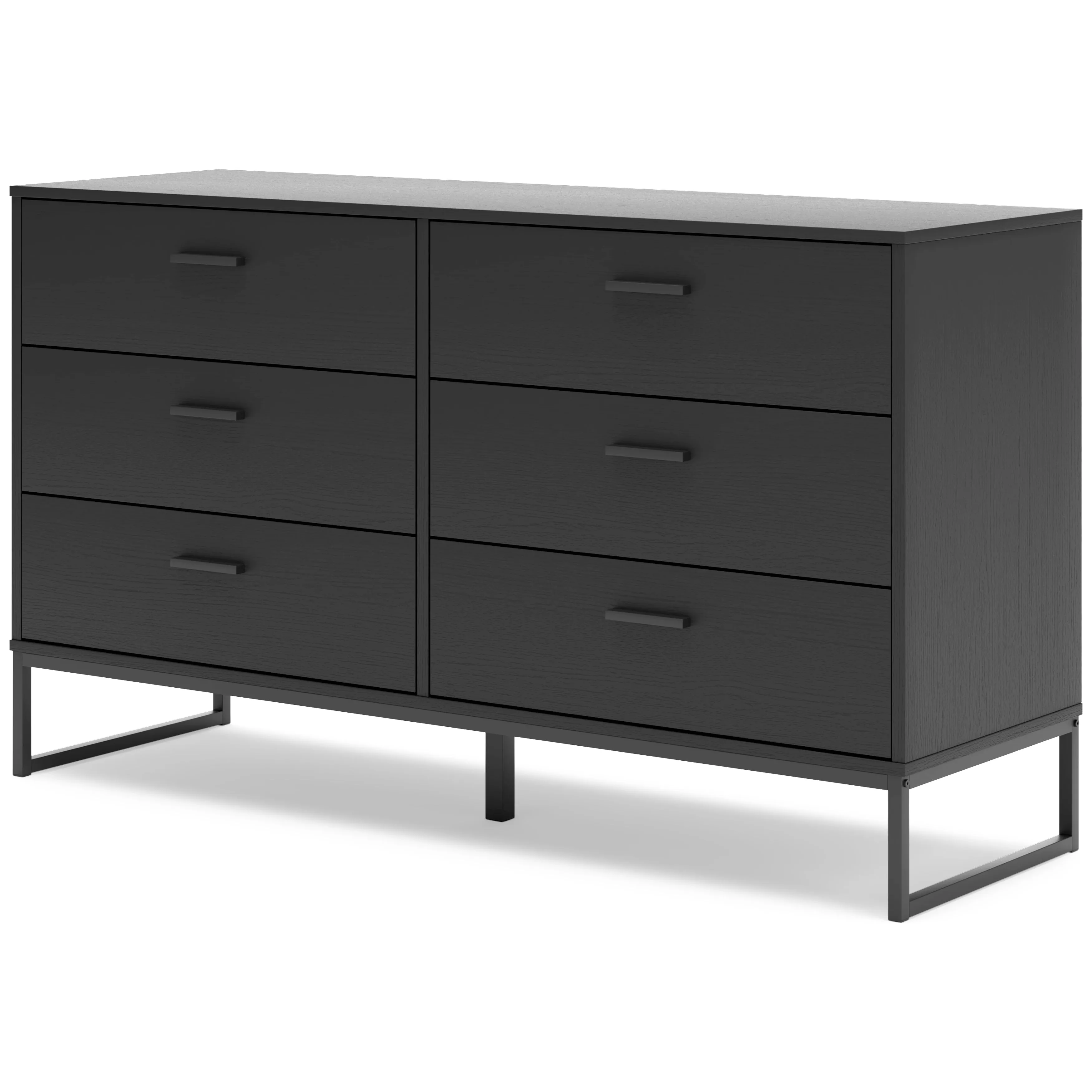 Socalle Twin Panel Platform Bed with Dresser and Chest in Black