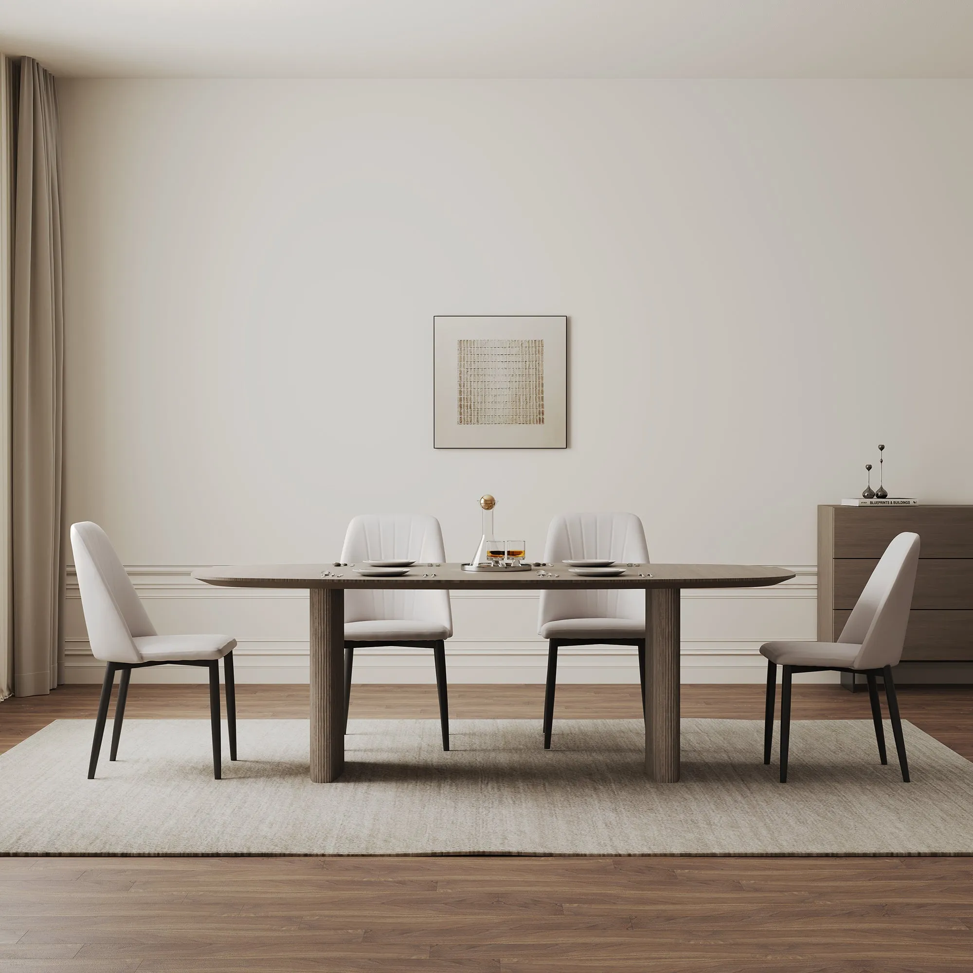 Stella, 86.06" Oval Dining Table, Gray