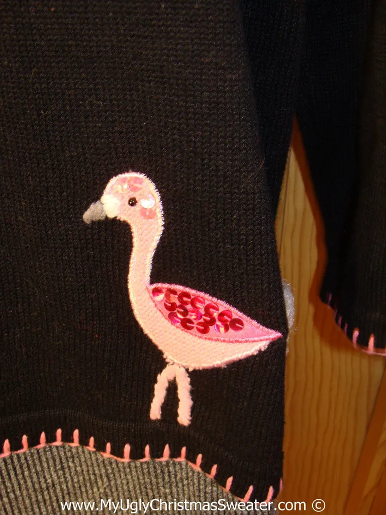 Tropical Themed 3D Ugly Christmas Sweater with Lights Flamingos (t15)